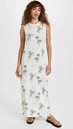 Best deal ???? ATM Anthony Thomas Melillo Slub Palm Print Short Sleeve Maxi ???? Dress White Combo ????