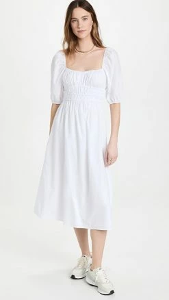 Cheap ???? FAITHFULL THE BRAND Harmonita Midi ???? Dress Plain White ????