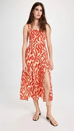 Brand new ✨ FAITHFULL THE BRAND Rubina Midi ???? Dress La Cateau Print Red ????