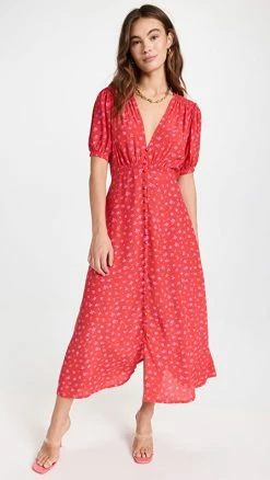 Hot Sale ???? FAITHFULL THE BRAND Bellavista Midi ???? Dress Sunset Floral Print ????