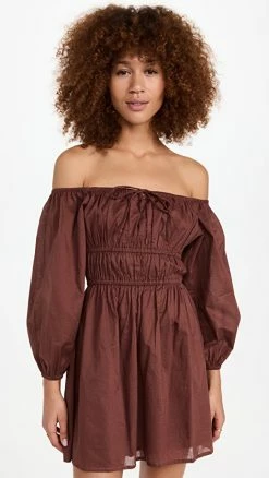 Promo ???? FAITHFULL THE BRAND Fabiolla Mini ???? Dress Chocolate ????