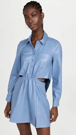 Budget ???? Jonathan Simkhai Shaelyn Vegan Leather Mini ???? Dress Thistle ????