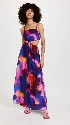 Wholesale ???? Jonathan Simkhai Amora Printed Cover Up Maxi ???? Dress Cobalt Watercolor ????