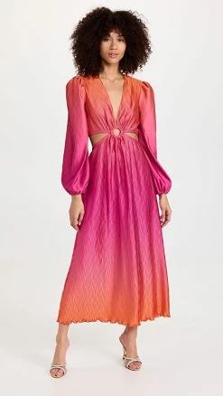 Cheapest ⭐ Jonathan Simkhai Jaelyyn Ombre Plisse Cover Up Cut Out ???? Dress Tangerine Ombré ????