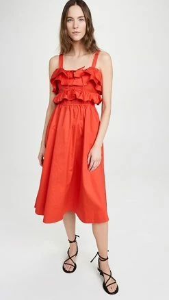 Hot Sale ???? Jason Wu Ruffle Midi ???? Dress Firecracker ????