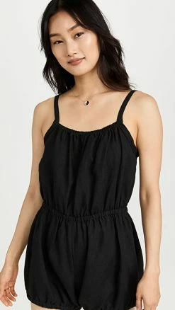 New ✔️ Suzie Kondi Linen Dassia Romper Coal ????