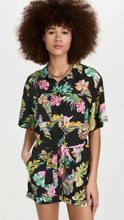 Cheapest ✔️ Le Superbe Fruit Salad Superbe Romper Black Tropi Cali ????