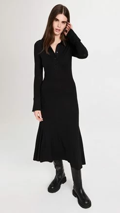 Best Sale ???? Ninety Percent Melody Stretch Flare Panel ???? Shirtdress Black ????