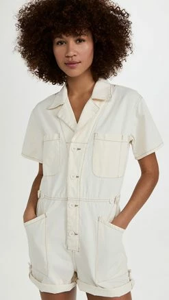 Coupon ???? Pistola Denim Parker Field Suit Romper Ecru ⌛
