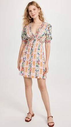 Discount ✨ Saloni Lea Smocked Mini ???? Dress Rosette Stripe Plmt ????