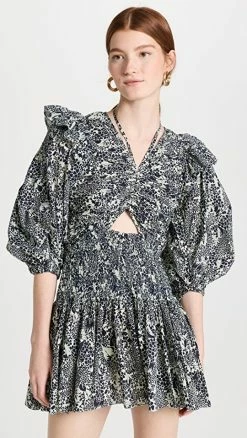 Promo ???? Sea Priya Print Puff Sleeve Romper Navy ????