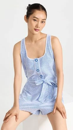 Buy ???? Solid & Striped The Poppy Romper Lapis Blue ????