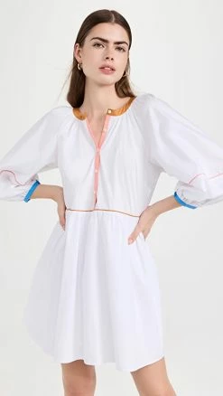 Brand new ???? STAUD Mini Demi ???? Dress White/Land And Sea ????