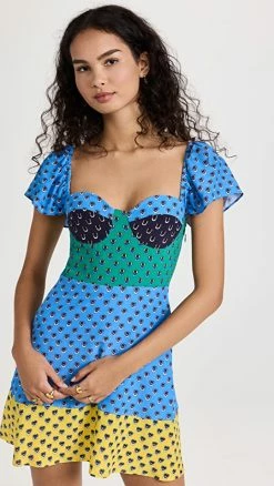 Deals ???? STAUD Gisele ???? Dress Color Blocked Calico ????