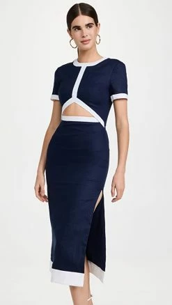 Cheap ???? STAUD Perla ???? Dress Navy/White ????