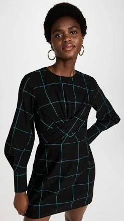 Top 10 ???? STAUD Mini Crosshill ???? Dress Black Windowpane ⭐