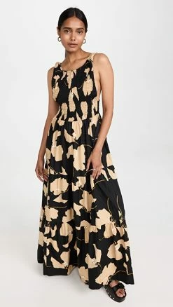Outlet ???? SWF Low Back Shirred Maxi ???? Dress Flourishing ????