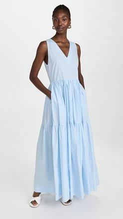 Best reviews of ???? SWF V Neck Tiered Maxi ???? Dress Bambina Blue ????