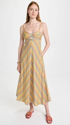 Hot Sale ???? Tory Burch Claire Stripe Cutout ???? Dress Multi ????
