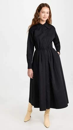 Best deal ✨ Tory Burch Cotton Poplin Eleanor ???? Dress Black ✔️