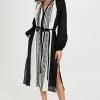 Best Sale ???? Tory Burch Embroidered Caftan Black/Ivory ????