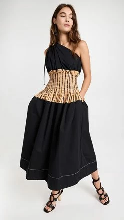 New ❤️ Tory Burch Colorblock One Shoulder ???? Dress Black ????