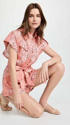 Buy ???? Zimmermann Violet Roll Cuff Romper Pink Bandana ????