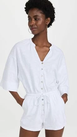 Cheapest ❤️ Z Supply Zephyr Jersey Romper White ????